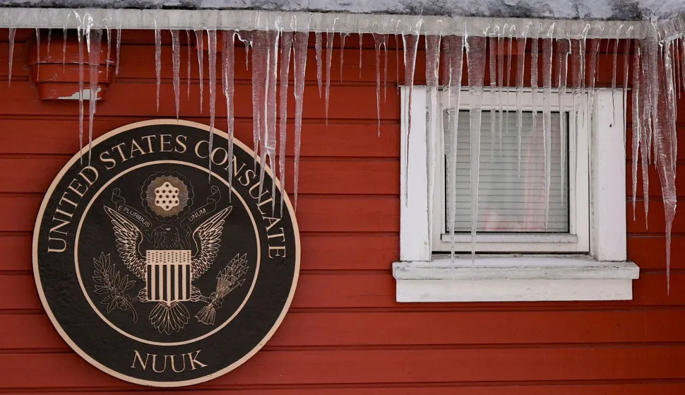 Icicles hang from the roof of the US consulate in Nuuk, Greenland on January 15, 2026. Denmark's prime minister said on January 15, 2026 that the US ambition to take control of Greenland remained "intact" and that there were still a "fundamental disagreement" between the countries, despite high-stakes White House talks. (Photo by Alessandro Rampazzo/AFP)