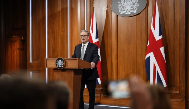 Britain's Prime Minister Keir Starmer delivers a statement in the media briefing room at 9 Downing Street in central London on January 19, 2026. Starmer said a trade war over Greenland is 'in no one's interest'. (Photo by Jordan Pettitt/POOL/AFP)