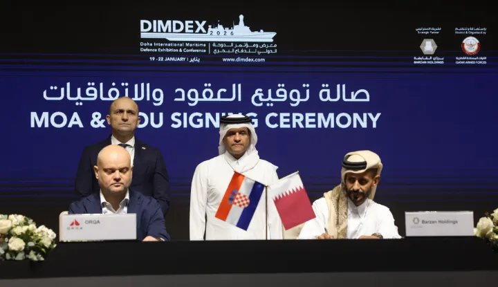 Zagreb, 19.01.2026. - Ministar obrane Ivan Anu&scaron;ić u ponedjeljak je predstavio potencijale hrvatske obrambene industrije katarskom državnom vodstvu povodom izložbe DIMDEX koja se u organizaciji vojske te zemlje održava u Dohi. foto HINA/ MORH/ ml