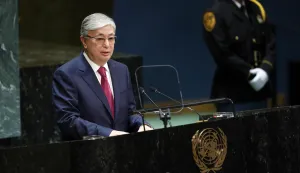 UN-GENERAL ASSEMBLY-GENERAL DEBATE (190925) -- UNITED NATIONS, Sept. 25, 2019 (Xinhua) -- Kazakh President Kassym-Jomart Tokayev addresses the General Debate of the 74th session of the UN General Assembly at the UN headquarters in New York, Sept. 24, 2019. World leaders attending the ongoing General Debate of the 74th session of the United Nations General Assembly (UNGA 74) on Tuesday voiced strong support for multilateralism and called for international cooperation to tackle common threats and challenges together. (Xinhua/Li Muzi) Li Muzi Photo: XINHUA/PIXSELL