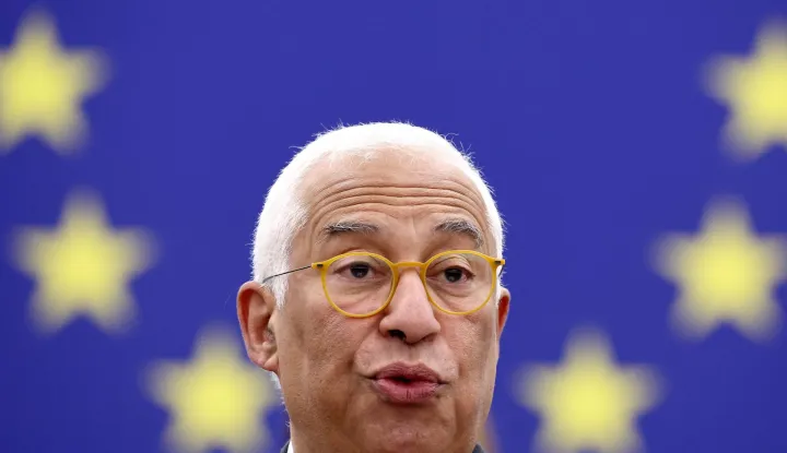 European Council President Antonio Costa speaks during a debate on the conclusion of the European Council meeting of 18-19 December 2025, at the European Parliament in Strasbourg, eastern France, on January 21, 2026. (Photo by FREDERICK FLORIN/AFP)