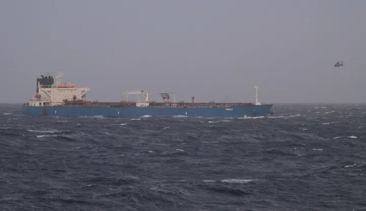This handout photograph released by the French Defense Staff on January 22, 2026, shows a view of an oil tanker and helicopters and the Mediterranean Sea. The French Navy boarded ?an oil tanker from Russia? in the Mediterranean Sea, suspected of belonging to the ?ghost fleet? financing ?the war of aggression against Ukraine,? French President announced on January 22, 2026. (Photo by Handout/Etat Major des Arm?es/AFP)/RESTRICTED TO EDITORIAL USE - MANDATORY CREDIT "AFP PHOTO/FRENCH DEFENSE STAFF" - HANDOUT - NO MARKETING NO ADVERTISING CAMPAIGNS - DISTRIBUTED AS A SERVICE TO CLIENTS
