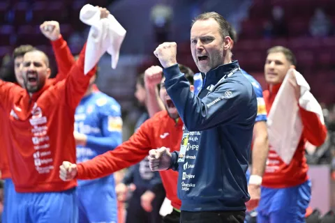 Croatia's coach Dagur Sigurdsson during the men's EHF Euro 2026 main round handball match Switzerland v Croatia in Malmo, Sweden, on January 25, 2026. (Photo by Johan Nilsson/TT/TT NEWS AGENCY/AFP)/Sweden OUT