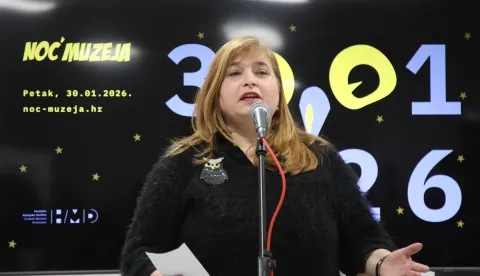 Zagreb, 28.01.2026 - Konferencija za novinare Hrvatskog muzejskog dru&scaron;tva u povodu 21. Noći muzeja. Na fotografiji predsjednica HMD-a, Vlasta Krklec.foto HINA/ Denis CERIĆ /dc