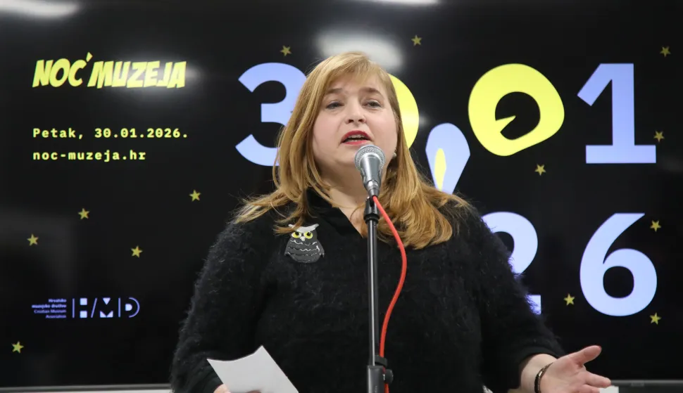 Zagreb, 28.01.2026 - Konferencija za novinare Hrvatskog muzejskog dru&scaron;tva u povodu 21. Noći muzeja. Na fotografiji predsjednica HMD-a, Vlasta Krklec.foto HINA/ Denis CERIĆ /dc