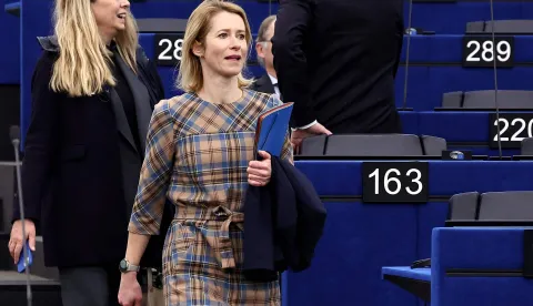 EU's High Representative for Foreign Affairs and Security Policy Kaja Kallas arrives for a debate on the conclusion of the European Council meeting of 18-19 December 2025, at the European Parliament in Strasbourg, eastern France, on January 21, 2026. (Photo by FREDERICK FLORIN/AFP)