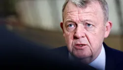 Denmark's Foreign Minister Lars Lokke Rasmussen talks to journalists ahead of a EU Foreign Affairs Council meeting at the EU headquarters in Brussels on January 29, 2026. The Council is expected to discuss the latest developments in Ukraine with discussions focused on peace negotiations, support for Ukraine and pressure on Russia. (Photo by SIMON WOHLFAHRT/AFP)