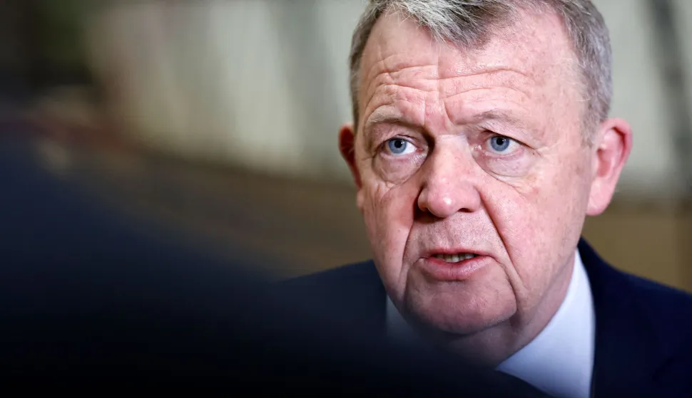 Denmark's Foreign Minister Lars Lokke Rasmussen talks to journalists ahead of a EU Foreign Affairs Council meeting at the EU headquarters in Brussels on January 29, 2026. The Council is expected to discuss the latest developments in Ukraine with discussions focused on peace negotiations, support for Ukraine and pressure on Russia. (Photo by SIMON WOHLFAHRT/AFP)