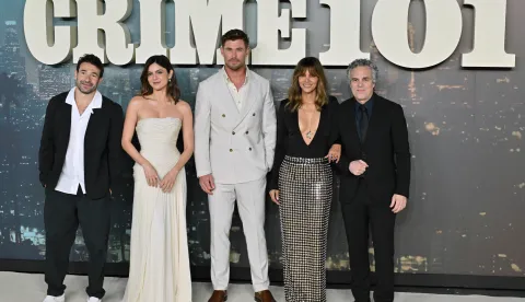 Photo by: James Warren/Famous/starmaxinc.comSTAR MAX&copy;2026ALL RIGHTS RESERVEDTelephone/Fax: (212) 995-11961/28/26Bart Layton, Monica Barbaro, Chris Hemsworth, Halle Berry and Mark Ruffalo at The European Gala Screening of "Crime 101" on January 28, 2026 in London, England. Photo via Newscom Photo: James Warren/Famous/starmaxinc.c/NEWSCOM