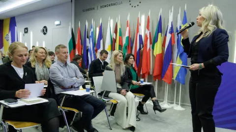Zagreb, 02.02.2026. - Konferencija "Europa i Hrvatska u digitalno doba: sloboda govora i odgovornost medija" održala se u organizaciji Predstavni&scaron;tva Europske komisije u Hrvatskoj.Na fotografiji Andrea Čović Vidović.foto HINA/ Edvard &Scaron;U&Scaron;AK
