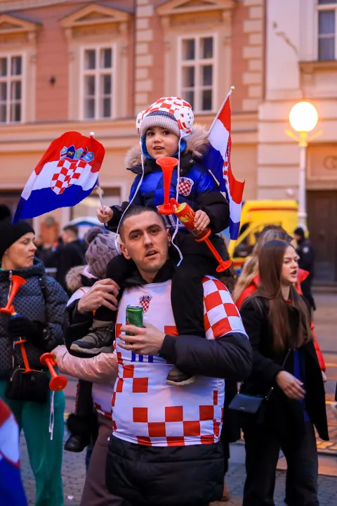 02.02.2026., Zagreb - Svecani docek hrvatske rukometne reprezentacije u na Trgu bana Josipa Jelacica nakon osvojene broncane medalje na Europskom rukometnom prvenstvu. Photo: Mia Slafhauzer/PIXSELL