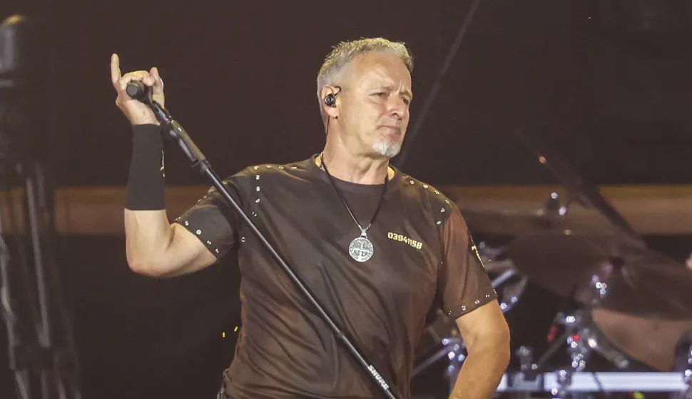 Zagreb, 05.07.2025 - Koncert Marka Perkovića Thompsona na zagrebačkom Hipodromu. Na slici Marko Perkoivć Thompson na pozornici.foto HINA/ Damir SENČAR/ ds