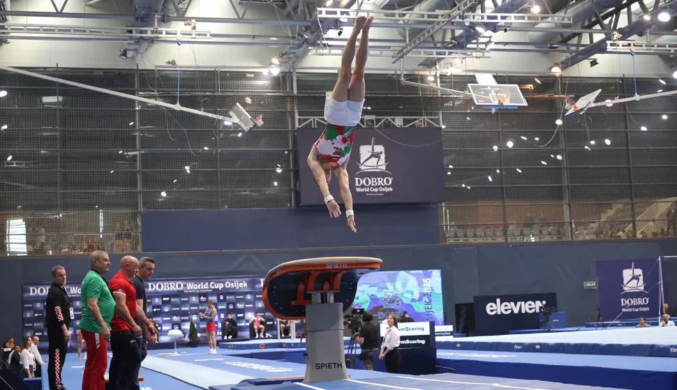 Osijek, 13. 04. 2025., Dvorana Gradski vrt, DOBRO World Cup, DOBRO World Cup 2025, finale, finale nedjelja, preskok, Trifonov Daniel - BugarskaSNIMIO BRUNO JOBST