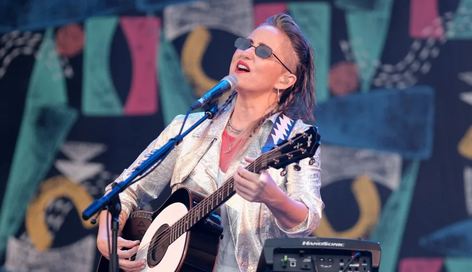 Pictured: KT Tunstall played a set on the stage in the fan village after the third round of the Genesis Scottish Open 2025 at The Renaissance Club, North Berwick, Scotland *** No Sales in the UK *** Photo: SportPix/SIPA USA