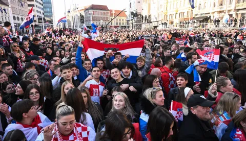 03.02.2025., Zagreb - Svecani docek hrvatske rukometne reprezentacije u Zagrebu nakon osvojenog drugog mjesta na Svjetkom prvenstvu. Photo: Marko Lukunic/PIXSELL