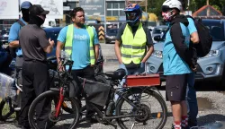 Zagreb, 17.07.2025 (novosti) - Wolt, prosvjed dostavljaca Wolta.foto Davor Kovacevicnovosti