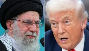 (COMBO) This combination of pictures created on February 04, 2026 shows, L/R, a handout photograph provided by the office of Iran's Supreme Leader Ayatollah Ali Khamenei showing him addressing a meeting with the people in Tehran on January 17, 2026 and US President Donald Trump speaking in the Oval Office of the White House in Washington, DC, February 3, 2026. President Donald Trump said in an interview with NBC News on February 4, 2026, that Iran's supreme leader Ayatollah Ali Khamenei should be "very worried," as the US builds up its military forces in the region. "I would say he should be very worried, yeah, he should be," Trump told the US broadcaster. "As you know, they are negotiating with us." (Photo by SAUL LOEB/various sources/AFP)/RESTRICTED TO EDITORIAL USE - MANDATORY CREDIT "AFP PHOTO/KHAMENEI.IR" - HANDOUT - NO MARKETING NO ADVERTISING CAMPAIGNS - DISTRIBUTED AS A SERVICE TO CLIENTS