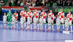 Ljubljana, 4.2.2026.- Futsalska reprezentacija Hrvatske pora?ena je u polufinalu Europskog prvenstva u Ljubljani u Areni Sto?ice pred 6.456 gledatelja od ?panjolske sa 1-2 (0-2). foto HINA/ STA/ Neboj?a Teji?/ ua