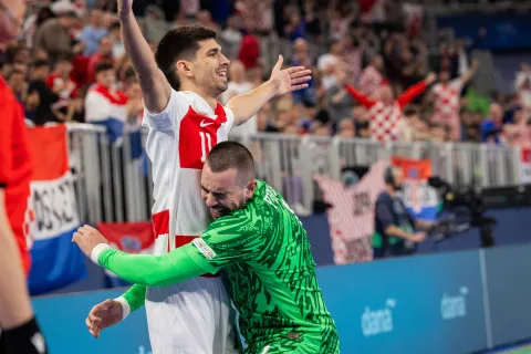 Ljubljana, 07.02.2026 - Utakmica za tre?e mjesto Europskog prvenstva u futsalu Hrvatska - Francuska. foto HINA/ STA/ Bor SLANA/ ik
