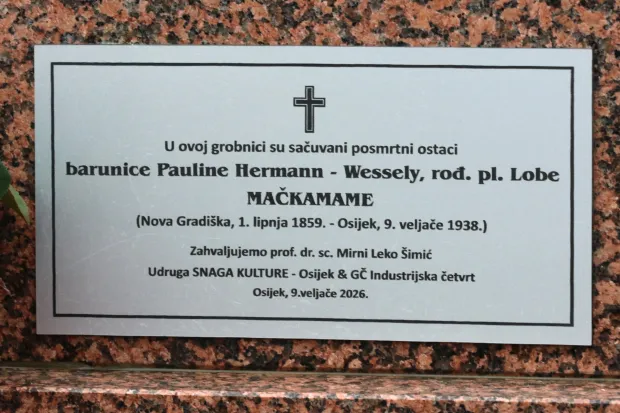 Osijek, 09. 02. 2026, Anino groblje, Ugruga Snaga Kulture postavila je pločice na grob gdije je sahranjena, Paulina Hermann - Wessely.snimio GOJKO MITIĆ