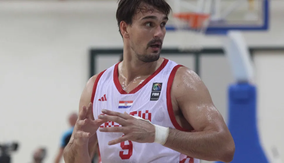 Opatija,09.08.2025.- Kvalifikacijska ko?arka?ka utakmica kvalifikacija sa svjetsko prvenstvo izme?u Hrvatske i Danske. Na fotografiji Danijel ?ari?.DARIO &Scaron;ARIĆ