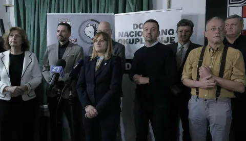 Zagreb.10.2.2025.- Povodom radnog sastanka platforme "Vukovarska koalicija" održana je konferencija za medije na kojoj je predstavljen način rada, zajednički ciljevi te programska rje&scaron;enja zajedničke političke platforme.Na slici Marina Logaru&scaron;ić. Foto HINA/Tomislav Pavlek/ tp