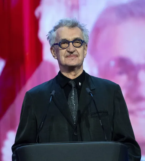 Wim Wenders attending the Honorary Golden Bear And Homage For Martin Scorsese Ceremony during the 74th Berlinale International Film Festival Berlin at Grand Hyatt Hotel in Berlin, Germany, on February 20, 2024. Photo by Aurore Marechal/ABACAPRESS.COM Photo: Marechal Aurore/ABACA/ABACA