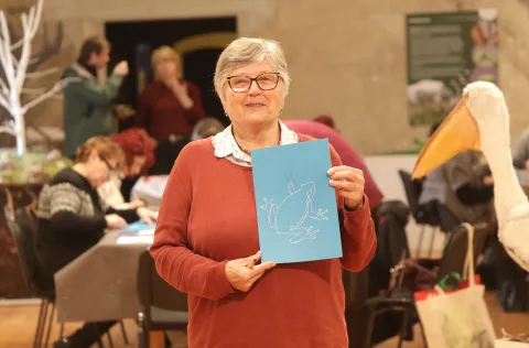 Osijek, 11. 02. 2026., Muzej Slavonije, radionica, projekt, Museorum za građane 60+, radionica - linoleum, Rosemary Vukadinović - polaznica radioniceSNIMIO BRUNO JOBST