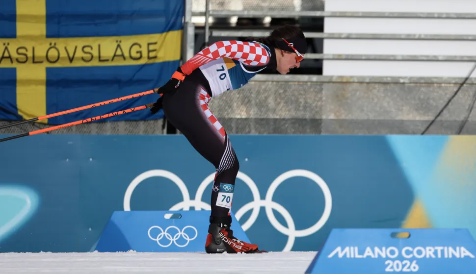 Tesero, 10.02.2026 - Hrvatska trkačica Tena Hadžić tijekom utrke kvalifikacija skija&scaron;kog trčanja, sprint klasičnim načinom, na Zimskim olimpijskim igrama Milano-Cortina 2026.foto HINA/ Damir SENČAR/ ds