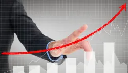 composite of businessman pointing at rising graphrast tablica gospodarstvo trgovina bdp novac ilustracija