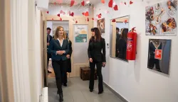 Osijek, 13. 2. 2026., Obilazak Akademisa s ministricom regionalnog razvoja i fondova EUNata&scaron;a Trami&scaron;ak; Nata&scaron;a Miku&scaron; Žigman; obilazak; Akademis; učenički dom; regionalni razvoj; učenici; dom; županica; ministrica
