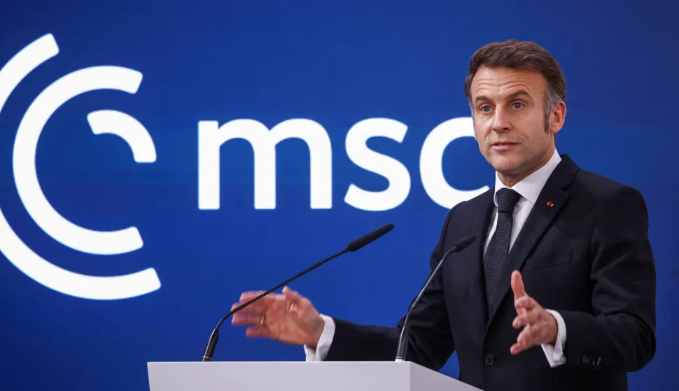 France's President Emmanuel Macron speaks during the Munich Security Conference (MSC) in Munich, Germany, February 13, 2026. REUTERS/Liesa Johannssen Photo: LIESA JOHANNSSEN/REUTERS