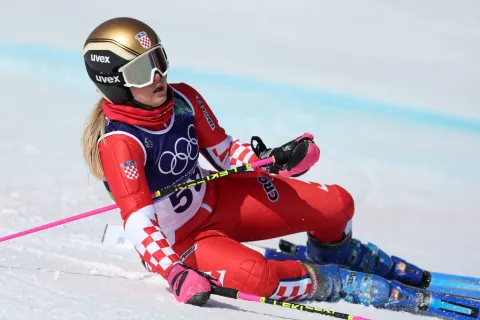Cortina d'Ampezzo, 15.02.2026 - Hrvatska skija?ica Pia Vu?ini? pala je u prvoj utrci veleslaloma na Zimskim olimpijskim igrama Milano-Cortina 2026. foto HINA/ Damir SEN?AR/ ua