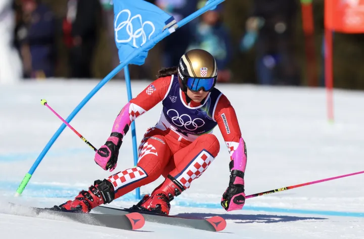 Cortina d'Ampezzo, 15.02.2026 - Hrvatska skija&scaron;ica Zrinka Ljutić tijekom prve utrke ženskog veleslaloma na Zimskim olimpijskim igrama Milano-Cortina 2026.foto HINA/ Damir SENČAR/ ds