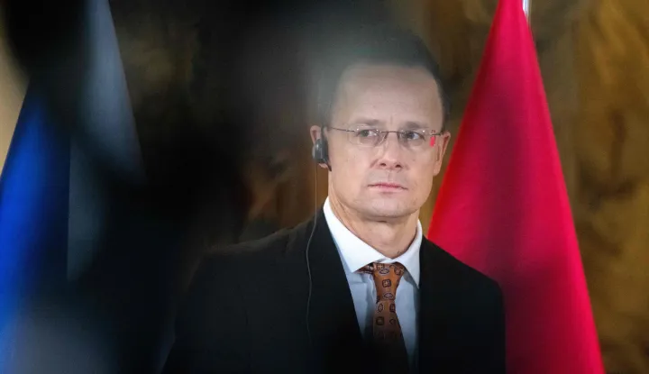 Hungarian Foreign Minister Peter Szijjarto delivers a joint press conference with the Czech Foreign Minister on January 19, 2026 in Prague, Czech Republic. (Photo by Michal Cizek/AFP)
