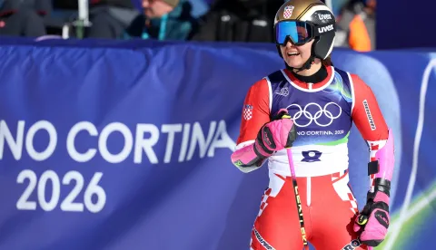 Cortina d'Ampezzo, 15.02.2026 - Hrvatska skija?ica Zrinka Ljuti? tijekom druge utrke veleslaloma na Zimskim olimpijskim igrama Milano-Cortina 2026.foto HINA/ Damir SEN?AR/ ds