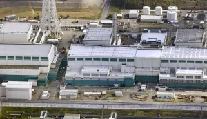 File photo taken on Nov. 7, 2025, shows the No. 6 reactor building (C) at the Kashiwazaki-Kariwa nuclear power complex in Niigata Prefecture, Japan. (Kyodo) ==Kyodo Photo via Newscom