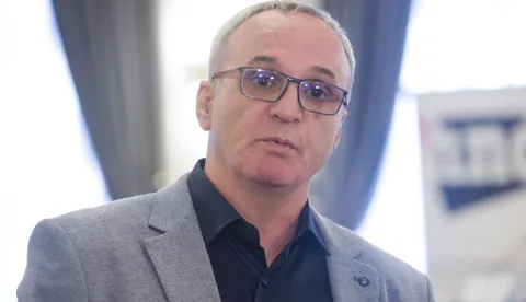 Zagreb, 30.09.2024. - Hrvatsko novinarsko dru&scaron;tvo (HND), Centar za demokraciju i pravo "Miko Tripalo" i Kuća ljudskih prava održalo je skup pod nazivom "SLAPP i medijske slobode - Izvje&scaron;taj o vladavini prava", na kojem su predstavljeni rezultati projekta "Borba protiv SLAPP-a u Hrvatskoj" te objavljena baza podataka s 1333 analizirane sudske odluke u predmetima protiv novinara i medija u razdoblju od 2016. do 2023. godine.Na fotografiji Hrvoje Zovko.foto HINA/ Edvard &Scaron;U&Scaron;AK/ es