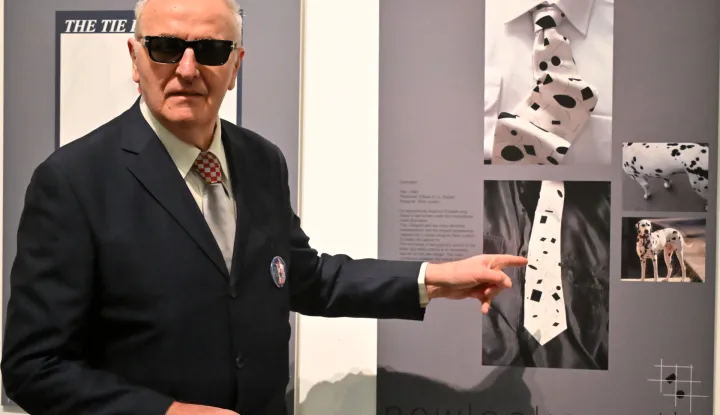 Vukovar, 12.11.2025. - U Galeriji Oranžerija Gradskog muzeja Vukovar otvorena izložba Borisa Ljubičića "Novi izgled Hrvatske/New Look Croatia". Nakon otvorenja izložbe autor održao predavanje pod nazivom "Dizajn treba Hrvatskoj".&nbsp;foto HINA/Gordan Panić