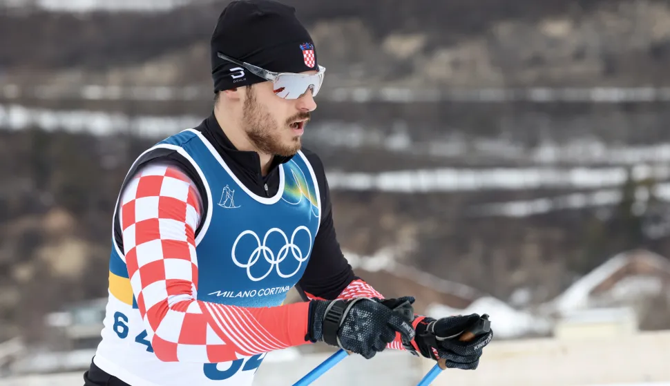 Tesero, 21.02.2026 - Hrvatski trkač Marko Skender tijekom utrke na 50 kilometara klasičnim načinom, na Zimskim olimpijskim igrama Milano-Cortina 2026.foto HINA/ Damir SENČAR/ ds