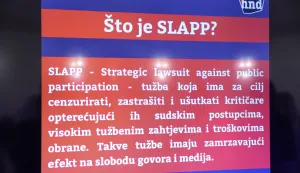 Zagreb, 28.01.2026 - Okrugli stol "Strate&scaron;ke tužbe protiv sudjelovanja javnosti (SLAPP) u organizaciji Hrvatskog novinarskog dru&scaron;tva i Zelene akcije.. foto HINA/ Damir&nbsp;SENČAR/&nbsp;ds