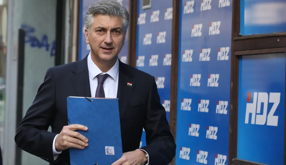 Zagreb, 23.02.2026 - Zajednička sjednica Predsjedni&scaron;tva i Nacionalnog odbora HDZ-a. Na fotografiji predsjednik Vlade i predsjednik HDZ-a Andrej Plenković.foto HINA/ Denis CERIĆ /dc