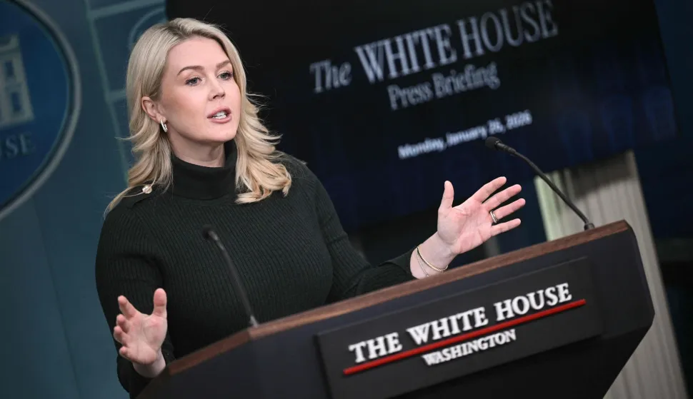 White House Press Secretary Karoline Leavitt speaks during a press briefing in the Brady Briefing Room of the White House in Washington, DC, on January 26, 2026. (Photo by Brendan SMIALOWSKI/AFP)