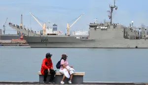 People watch as the Mexican Navy ship ARM Papaloapan (A-411) is prepared for departure from the Port of Veracruz carrying humanitarian aid bound for Cuba, according to local media, in Veracruz, Mexico, February 24, 2026. REUTERS/Yahir Ceballos Photo: YAHIR CEBALLOS/REUTERS