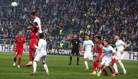 Rijeka,16.02.20286.- Na stsdionu Rujevica uzvratnu utakmicu playoffa nogometne Konferencijske lige igraju Rijeka i Omonoia FC.