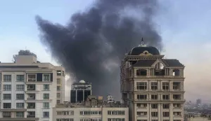 Smoke rises from a location targeted by Israel in north of Tehran, Iran on June 18, 2025, as the military confrontation between Iran and Israel escalates. Israel started the aggression in early hours of Friday, June 13 and attacked nationwide targets in Iran, killing military generals as well as civilians, and destroying infrastructures. Photo by Nikan/Middle East/ABACAPRESS.COM Photo: Middle East Images/ABACA/ABACA