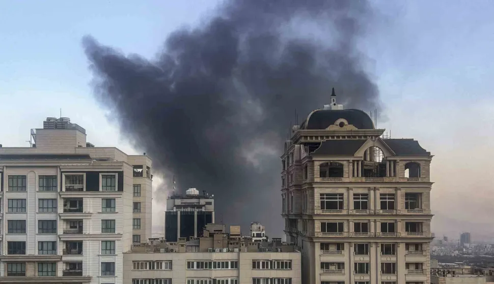 Smoke rises from a location targeted by Israel in north of Tehran, Iran on June 18, 2025, as the military confrontation between Iran and Israel escalates. Israel started the aggression in early hours of Friday, June 13 and attacked nationwide targets in Iran, killing military generals as well as civilians, and destroying infrastructures. Photo by Nikan/Middle East/ABACAPRESS.COM Photo: Middle East Images/ABACA/ABACA