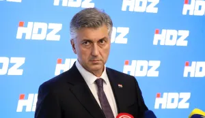 Zagreb, 23.02.2026 - Zajednička sjednica Predsjedni&scaron;tva i Nacionalnog odbora HDZ-a. Na fotografiji predsjednik Vlade i predsjednik HDZ-a Andrej Plenković tijekom koferencije za medije nakon sastanka.foto HINA/ Denis CERIĆ /dc