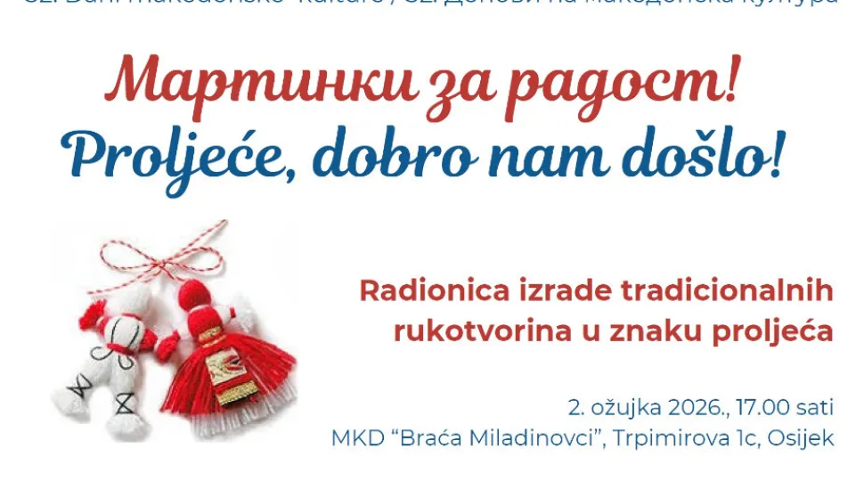 Danas radionica izrade rukotvorinaMKD Braća Miladinovci