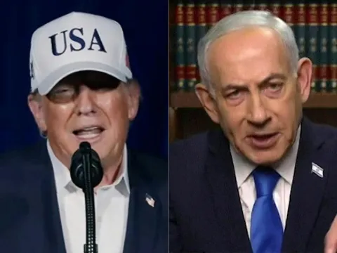 (COMBO) This combination of pictures created on February 28, 2026 shows a screen grab from an eight minute video posted by US President Donald Trump (L) on his X account showing Donald Trump making a statement regarding the United States strikes on Iran, on February 28, 2026 and a screen grab from a handout video released by Israel's Government Press Office (GPO) showing Prime Minister Benjamin Netnayahu (R) giving a televised address from his office in Jerusalem on February 28, 2026. Israeli Prime Minister Benjamin Netanyahu held a telephone call with US President Donald Trump on Saturday, the Israeli leader's office said, after the two countries launched attacks on Iran. (Photo by Handout/various sources/AFP)/- Israel OUT/RESTRICTED TO EDITORIAL USE - MANDATORY CREDIT "AFP PHOTO/HANDOUT TRUTH SOCIAL @realDonaldTrump/ HANDOUT ISRAEL GPO" - NO MARKETING - NO ADVERTISING CAMPAIGNS - DISTRIBUTED AS A SERVICE TO CLIENTS